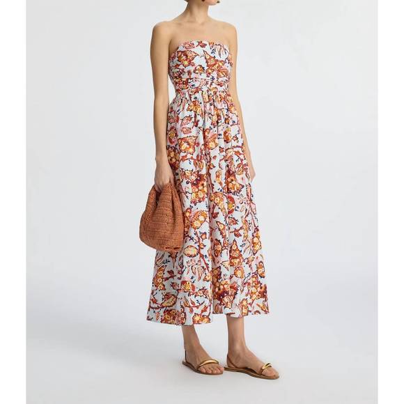 NEW A.L.C. tate strapless midi dress in acqua multi - Picture 4 of 6